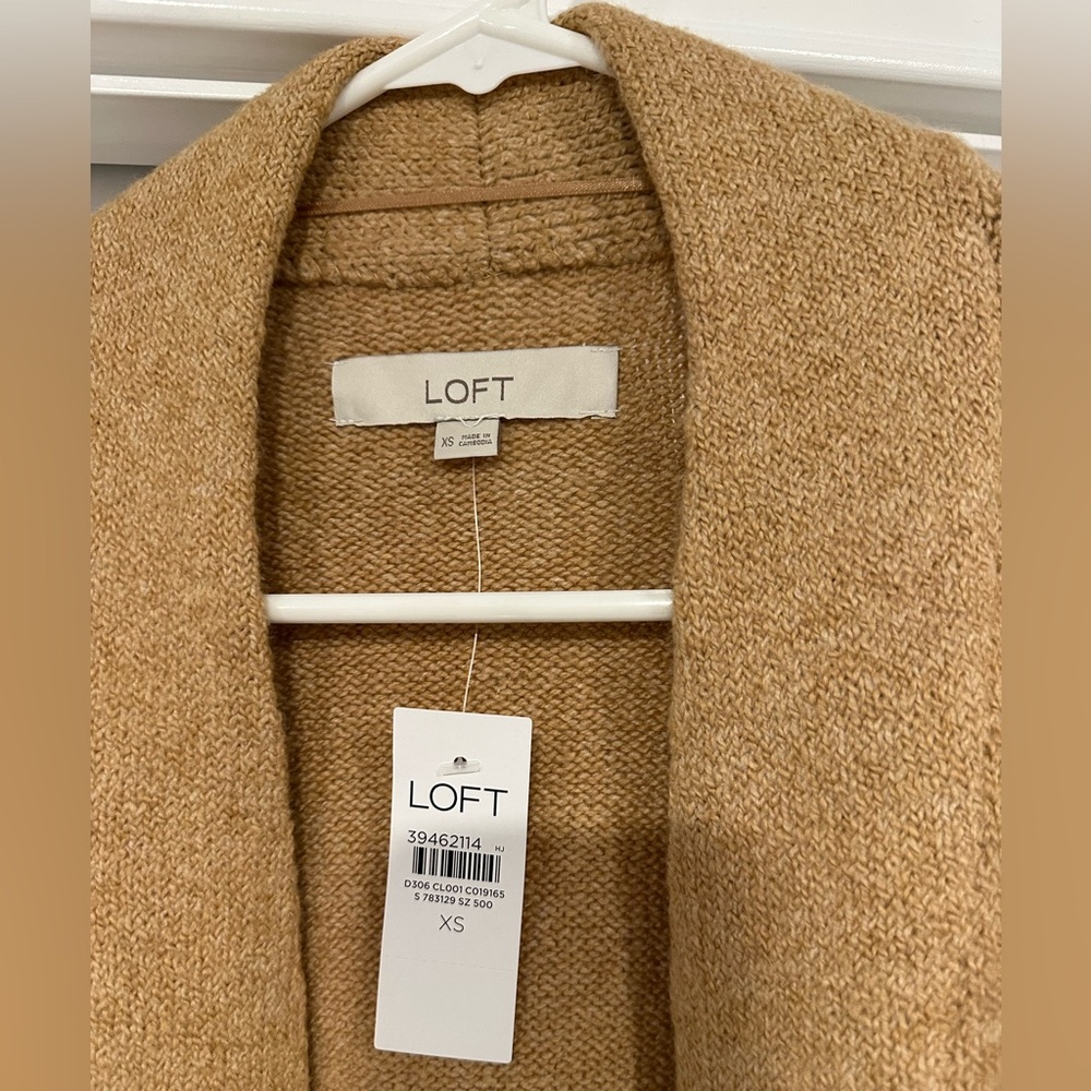 LOFT Camel Knit Cardigan XS